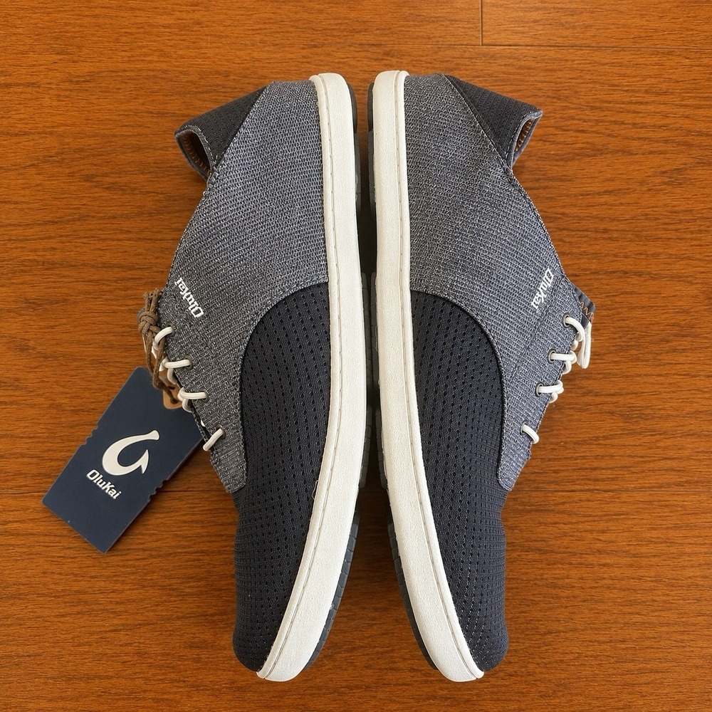 OluKai Nohea Moku Men's 10.5 Dark Shadow Casual Boat Shoes Sneakers NWT Box - Picture 7 of 11